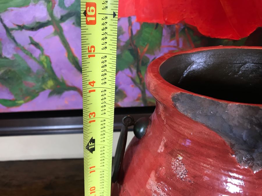 Pair Of Rustic Red Ceramic Pots By Stylecraft Lamps 15H And 22H Retails $270 [Photo 10]