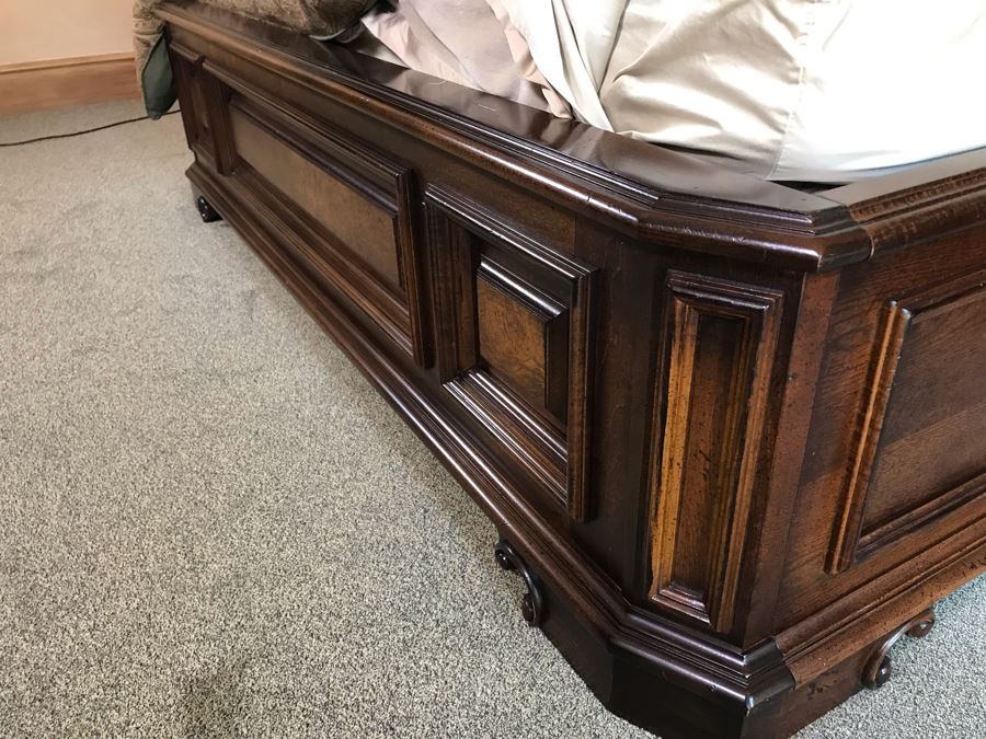 Stanley Furniture Costa Del Sol Barcelona Stateroom Mansion Bed With Lady Americana Silver Collection Nobility Cal King Mattress And High End Bedding Guest Bedroom Rarely Used 8'L X 77W X 78H (PICK UP FROM HOME) Retails Over $5,300 [Photo 12]