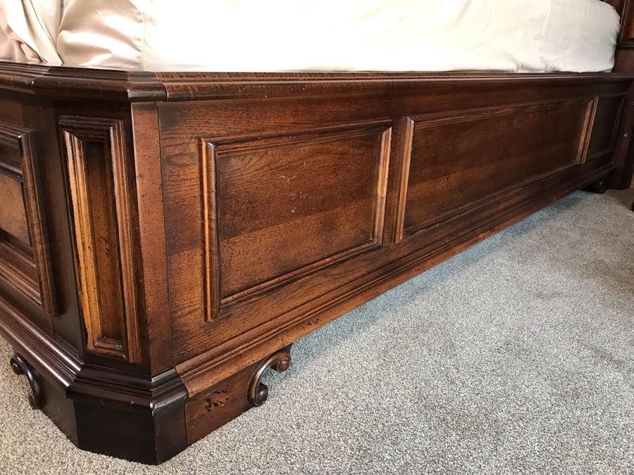 Stanley Furniture Costa Del Sol Barcelona Stateroom Mansion Bed With Lady Americana Silver Collection Nobility Cal King Mattress And High End Bedding Guest Bedroom Rarely Used 8'L X 77W X 78H (PICK UP FROM HOME) Retails Over $5,300 [Photo 11]