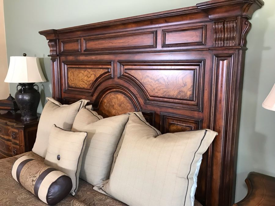 Stanley Furniture Costa Del Sol Barcelona Stateroom Mansion Bed With Lady Americana Silver Collection Nobility Cal King Mattress And High End Bedding Guest Bedroom Rarely Used 8'L X 77W X 78H (PICK UP FROM HOME) Retails Over $5,300 [Photo 4]