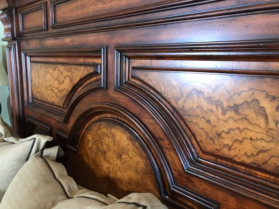 Stanley Furniture Costa Del Sol Barcelona Stateroom Mansion Bed With Lady Americana Silver Collection Nobility Cal King Mattress And High End Bedding Guest Bedroom Rarely Used 8'L X 77W X 78H (PICK UP FROM HOME) Retails Over $5,300 [Photo 6]