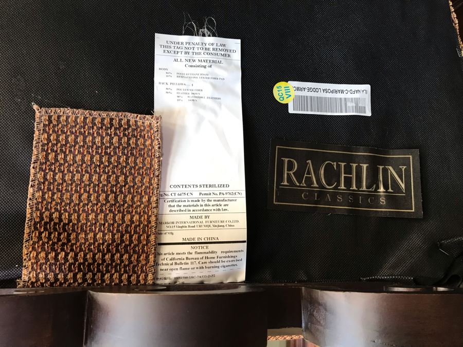 Rachlin Classics Armchair With Brass Nailheads 31W X 37D X 48H Retails $800 [Photo 15]
