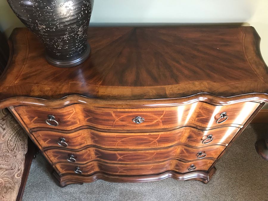 PAIR Of Hooker Furniture Geometric Inlay 4-Drawer Chest Of Drawers Dressers 46W X 18D X 37H Retails $3,290 [Photo 6]