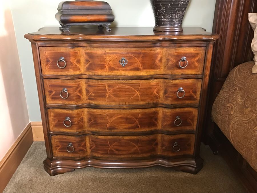 PAIR Of Hooker Furniture Geometric Inlay 4-Drawer Chest Of Drawers Dressers 46W X 18D X 37H Retails $3,290 [Photo 15]