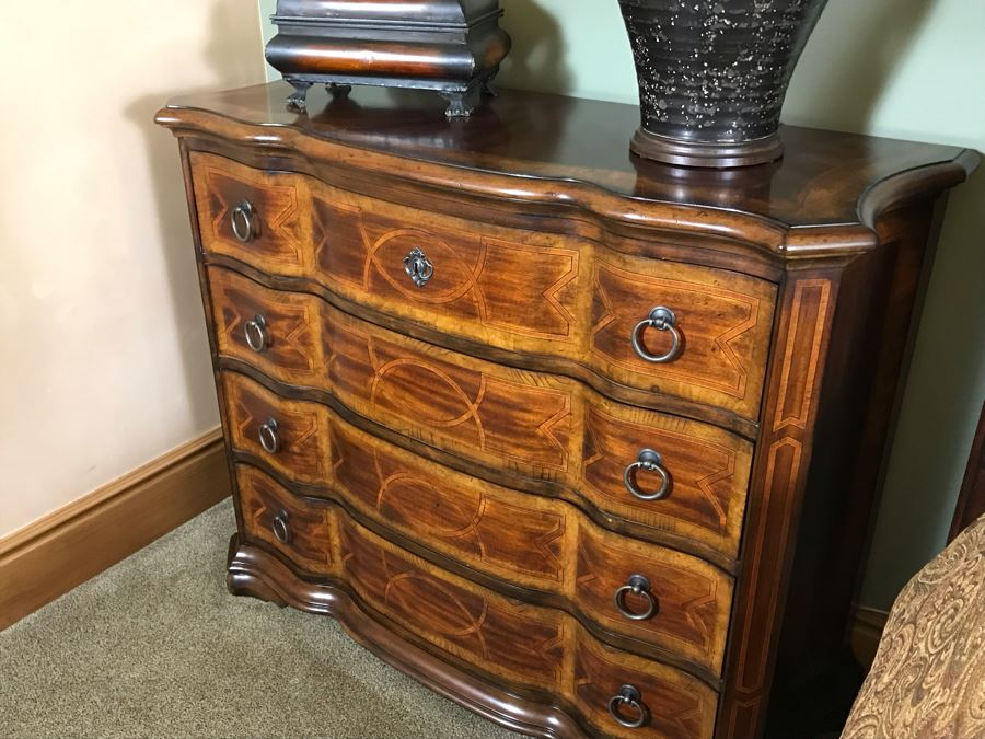 PAIR Of Hooker Furniture Geometric Inlay 4-Drawer Chest Of Drawers Dressers 46W X 18D X 37H Retails $3,290 [Photo 17]