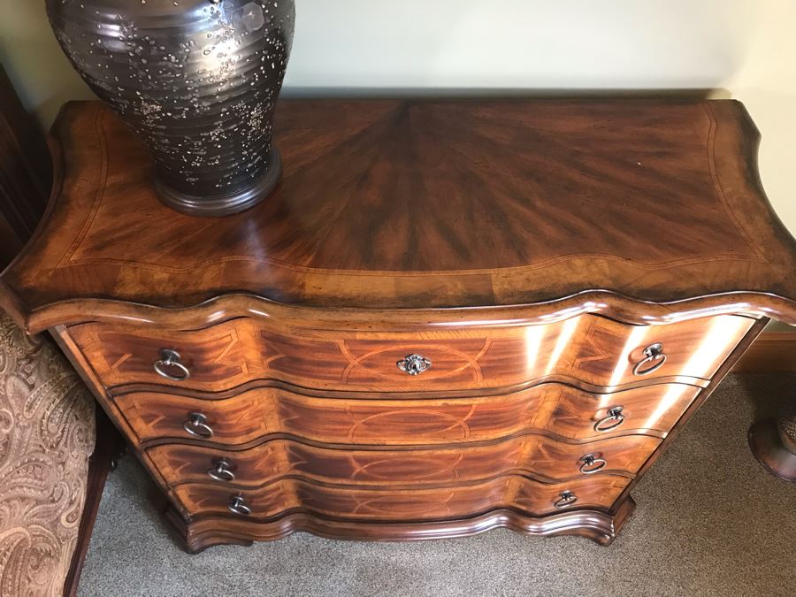 PAIR Of Hooker Furniture Geometric Inlay 4-Drawer Chest Of Drawers Dressers 46W X 18D X 37H Retails $3,290 [Photo 7]