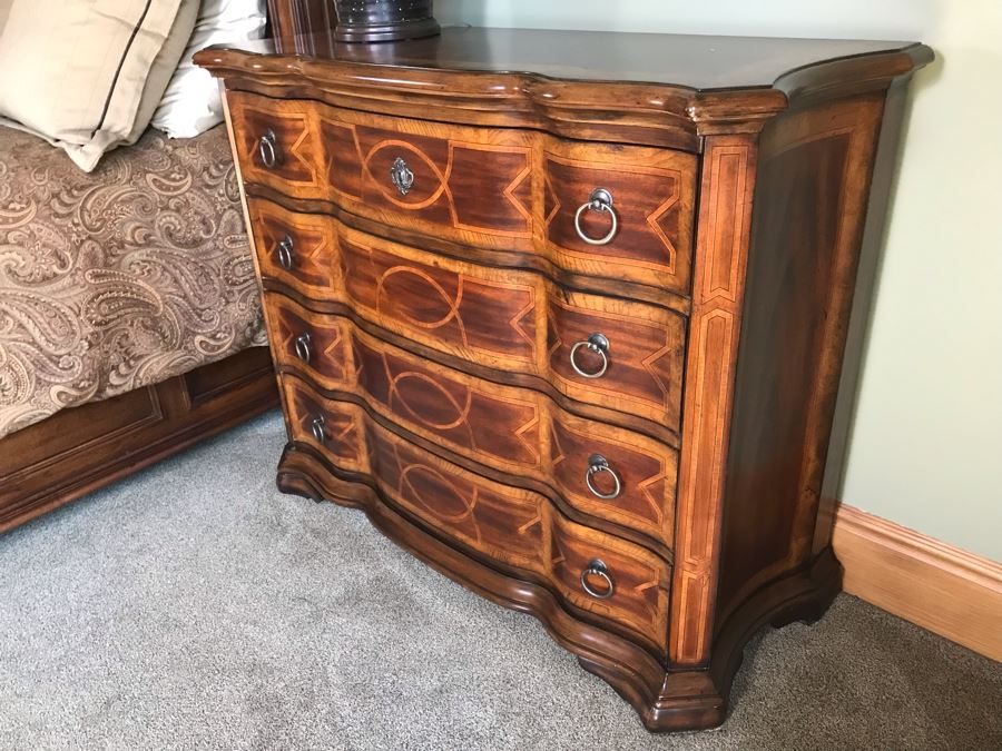 PAIR Of Hooker Furniture Geometric Inlay 4-Drawer Chest Of Drawers Dressers 46W X 18D X 37H Retails $3,290 [Photo 5]