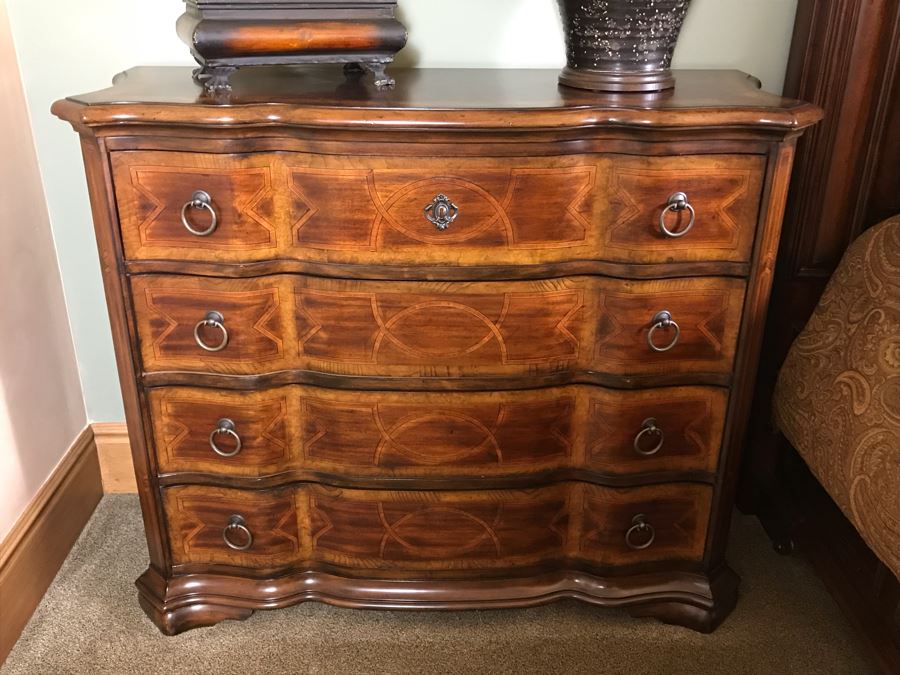 PAIR Of Hooker Furniture Geometric Inlay 4-Drawer Chest Of Drawers Dressers 46W X 18D X 37H Retails $3,290 [Photo 14]