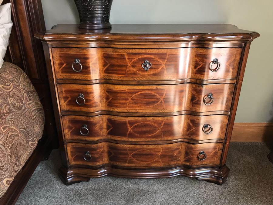 PAIR Of Hooker Furniture Geometric Inlay 4-Drawer Chest Of Drawers Dressers 46W X 18D X 37H Retails $3,290 [Photo 18]