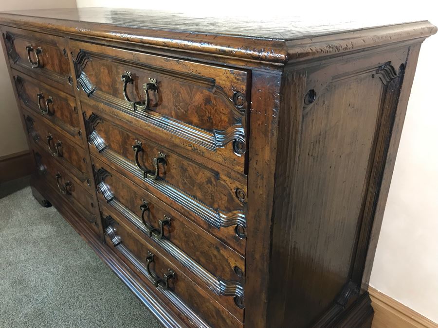Impressive Century Furniture Marbella Collection Alameda 8-Drawer Chest Of Drawers Dresser Constructed Of Mahogany, Walnut And Maple Solids With Solid Brass Pulls 75W X 24D X 42.5H Retails $3,990 [Photo 12]