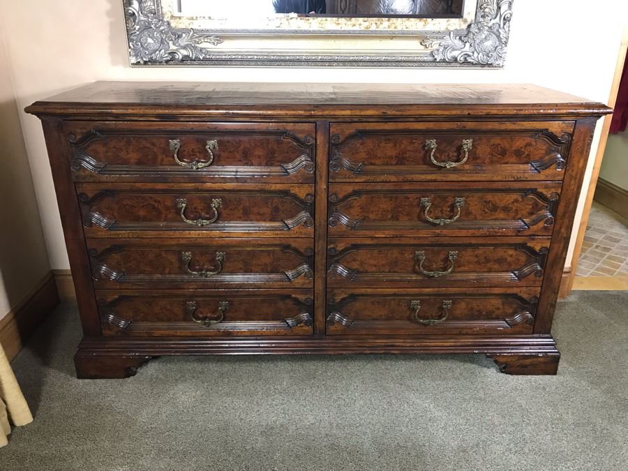 Impressive Century Furniture Marbella Collection Alameda 8-Drawer Chest Of Drawers Dresser Constructed Of Mahogany, Walnut And Maple Solids With Solid Brass Pulls 75W X 24D X 42.5H Retails $3,990 [Photo 2]
