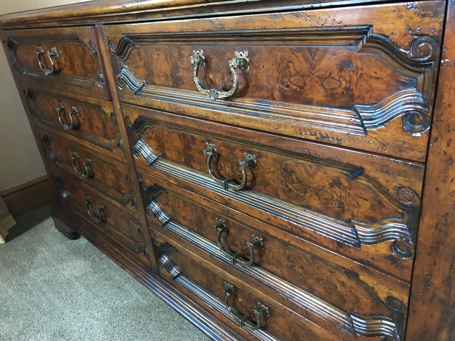 Impressive Century Furniture Marbella Collection Alameda 8-Drawer Chest Of Drawers Dresser Constructed Of Mahogany, Walnut And Maple Solids With Solid Brass Pulls 75W X 24D X 42.5H Retails $3,990 [Photo 9]