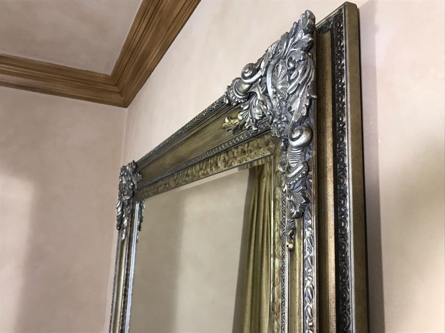 Silver Tone Beveled Glass Wall Mirror 62W X 51H Retails $2,550 [Photo 7]