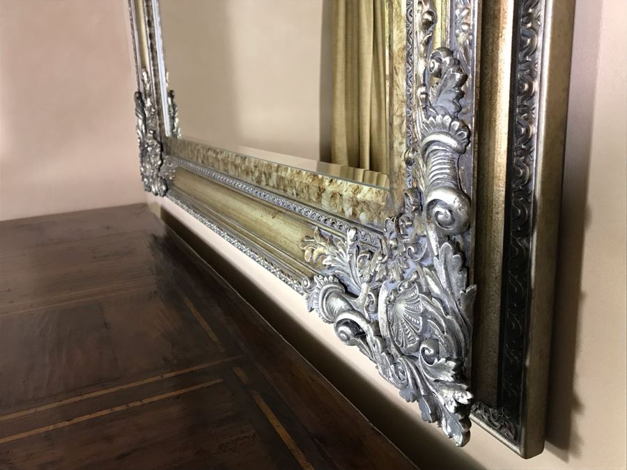 Silver Tone Beveled Glass Wall Mirror 62W X 51H Retails $2,550 [Photo 6]