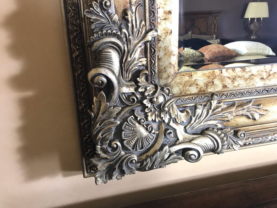 Silver Tone Beveled Glass Wall Mirror 62W X 51H Retails $2,550 [Photo 4]