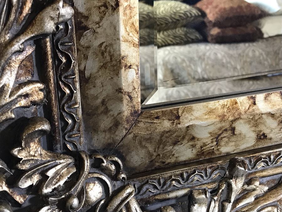 Silver Tone Beveled Glass Wall Mirror 62W X 51H Retails $2,550 [Photo 5]