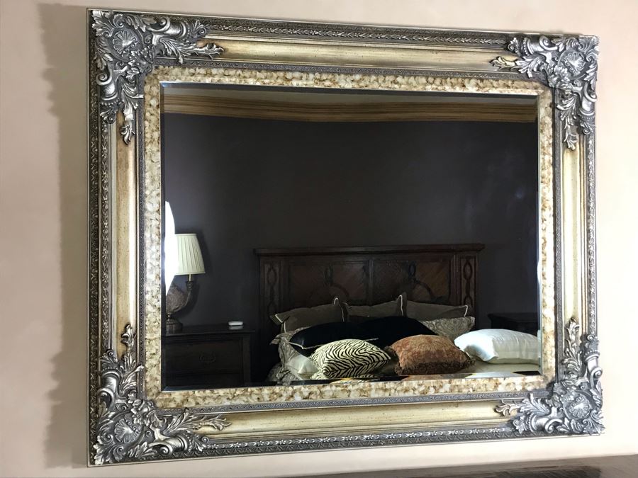 Silver Tone Beveled Glass Wall Mirror 62W X 51H Retails $2,550 [Photo 2]