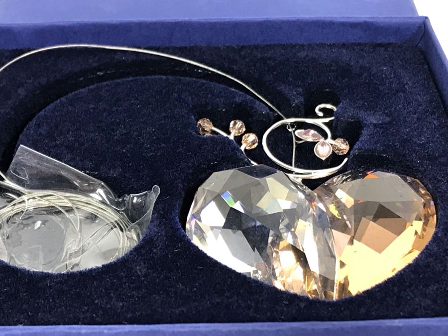 Swarovski Crystal SCS Green Bamboo Ornament With Original Box And Swarovski Crystal Heart With Original Box [Photo 10]