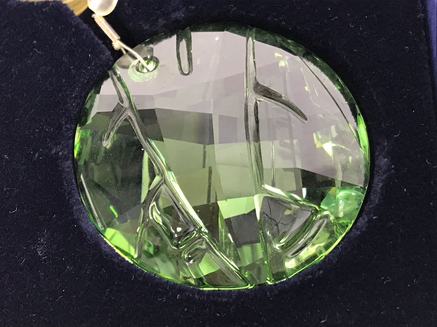 Swarovski Crystal SCS Green Bamboo Ornament With Original Box And Swarovski Crystal Heart With Original Box [Photo 5]