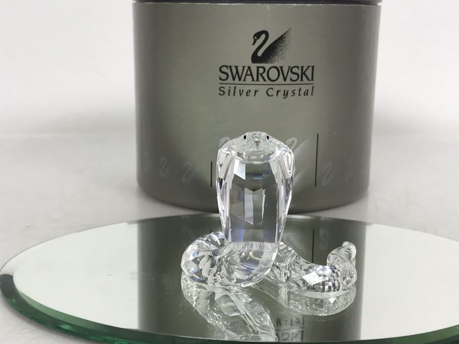 Swarovski Crystal Cobra Figurine 7603 With Original Box [Photo 3]
