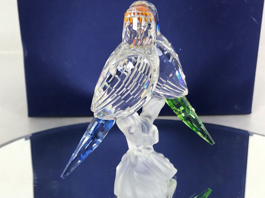 Swarovski Crystal Budgies Pair Of Kissing Birds 7621 With Original Box Retails $185 [Photo 8]