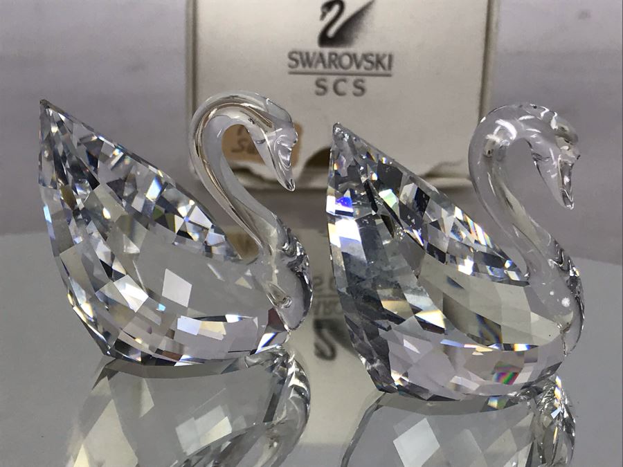 Pair Of Swarovski SCS (Swarovski Crystal Society) Crystal Swans - One With Original Box [Photo 9]