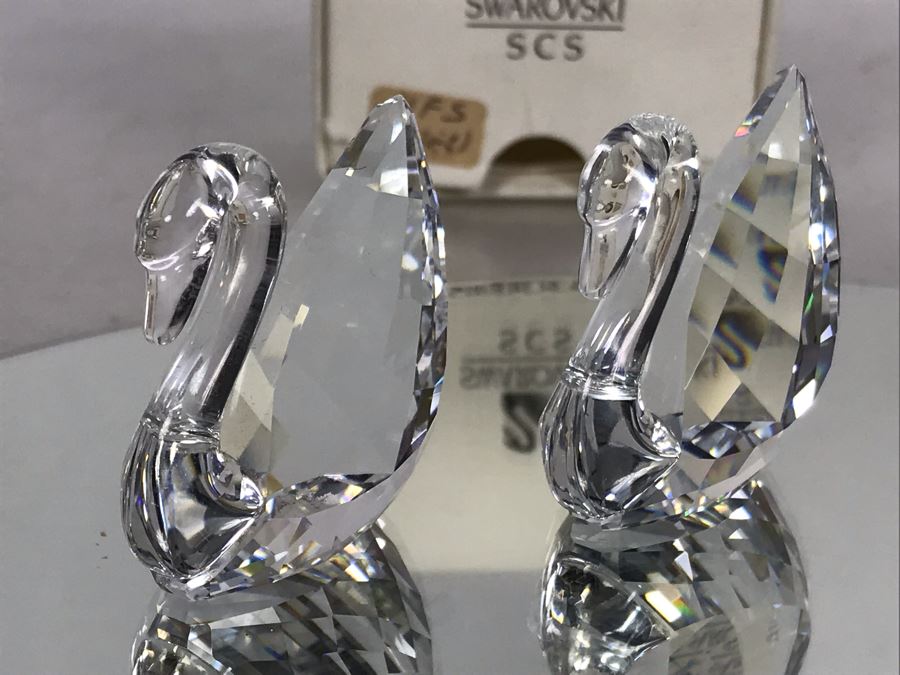 Pair Of Swarovski SCS (Swarovski Crystal Society) Crystal Swans - One With Original Box [Photo 6]