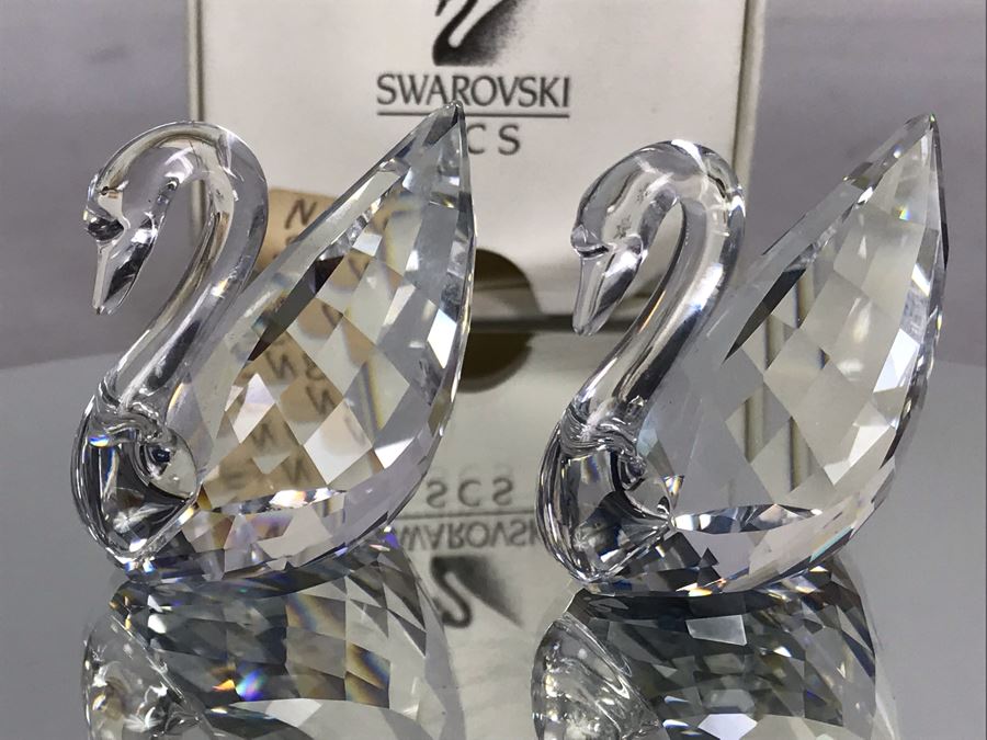 Pair Of Swarovski SCS (Swarovski Crystal Society) Crystal Swans - One With Original Box [Photo 3]