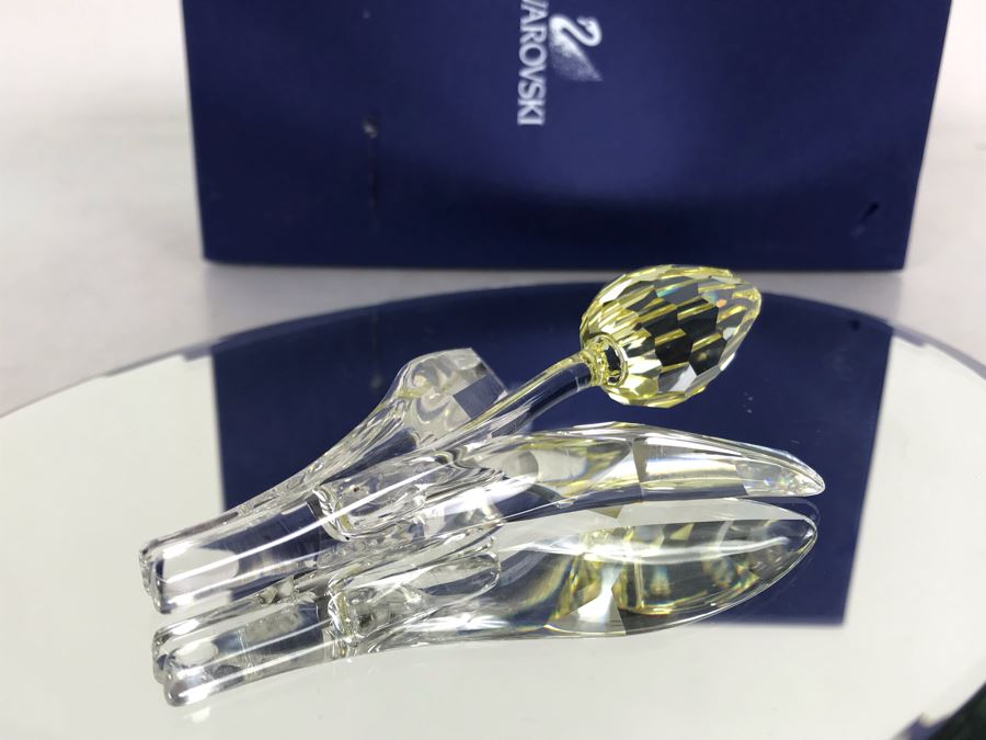 Swarovski Crystal Yellow Rose With Original Box