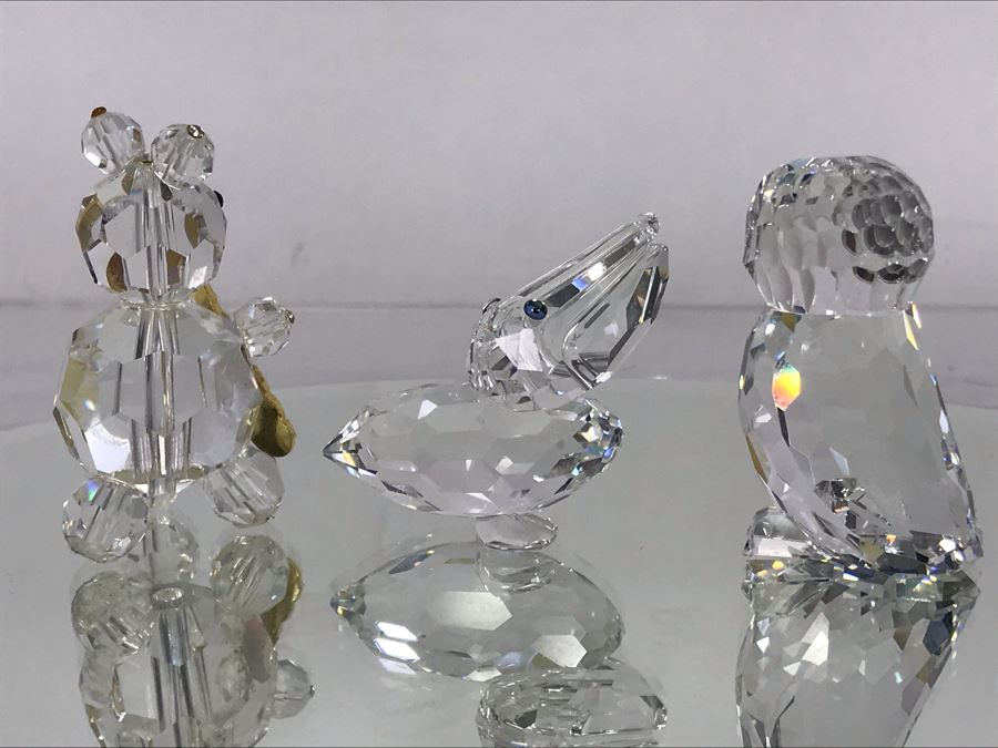 Swarovski Crystal Small Owl, Pelican And Saxophone Playing Bear - No Boxes [Photo 7]