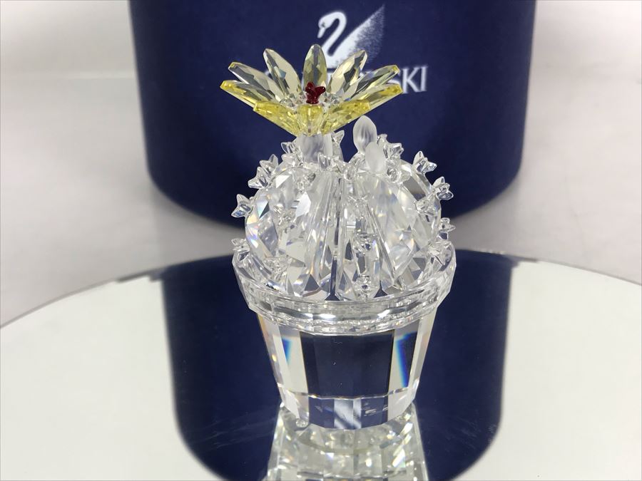 Swarovski Crystal Flowering Cactus With Original Box Retails $155