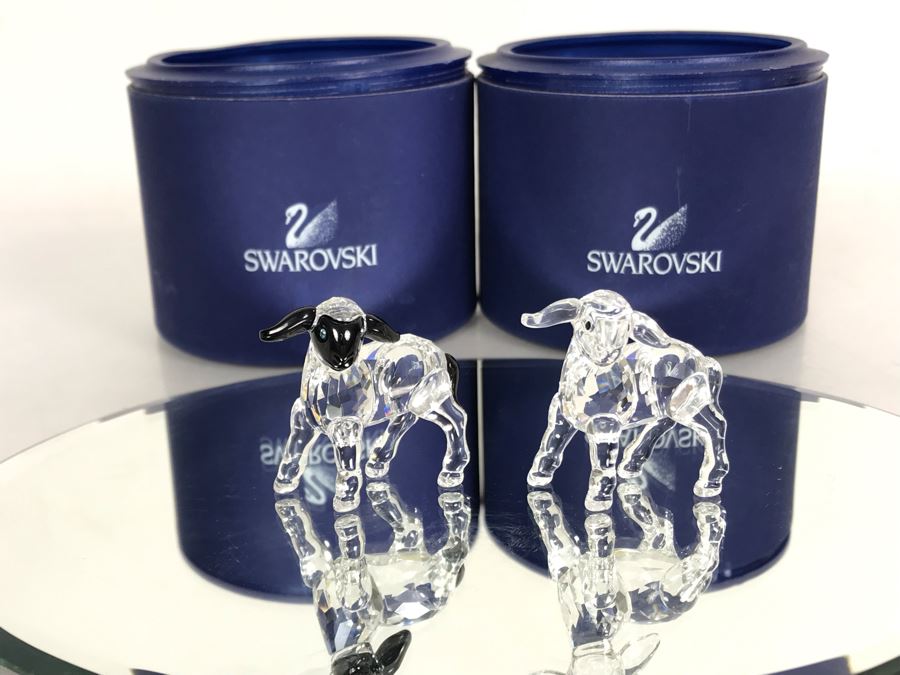 Swarovski Crystal Little Blackhead Lamb And Little Lamb With Original Boxes [Photo 3]