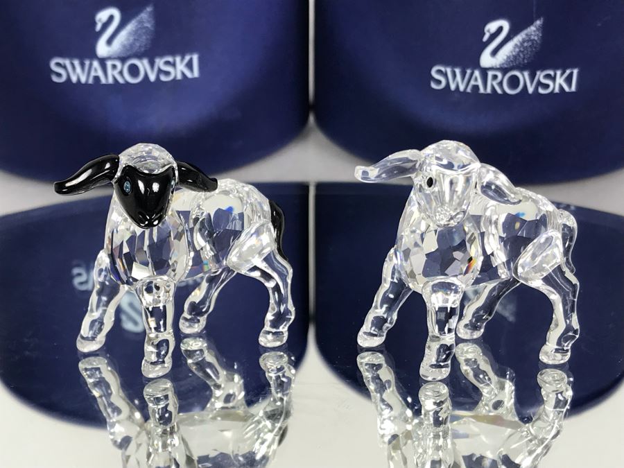 Swarovski Crystal Little Blackhead Lamb And Little Lamb With Original Boxes [Photo 4]