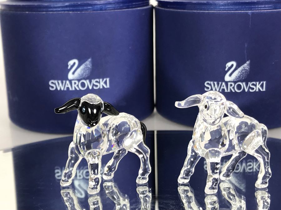 Swarovski Crystal Little Blackhead Lamb And Little Lamb With Original Boxes [Photo 2]
