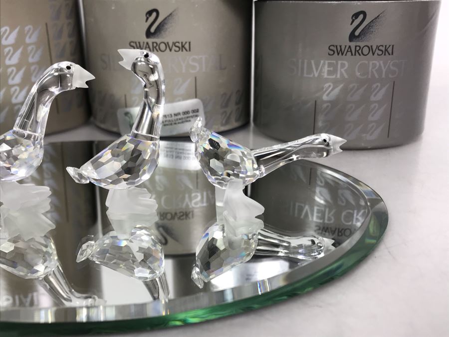 Set Of Four Swarovski Crystal Figurines Mother Goose, Harry Gosling, Geese With Original Boxes [Photo 7]