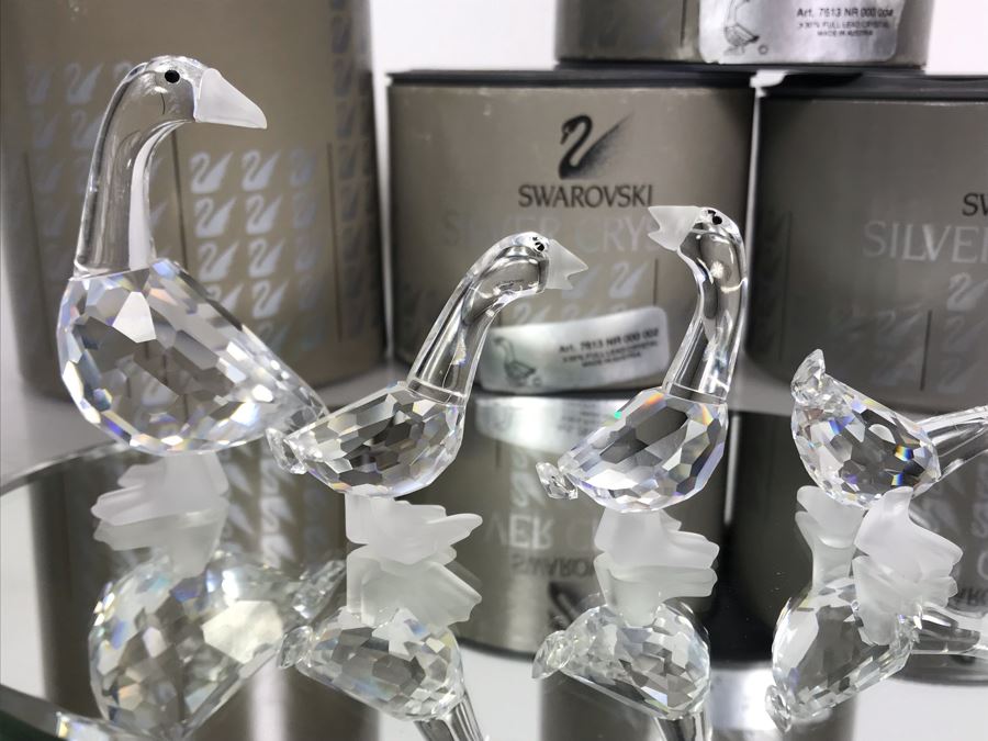 Set Of Four Swarovski Crystal Figurines Mother Goose, Harry Gosling, Geese With Original Boxes [Photo 6]