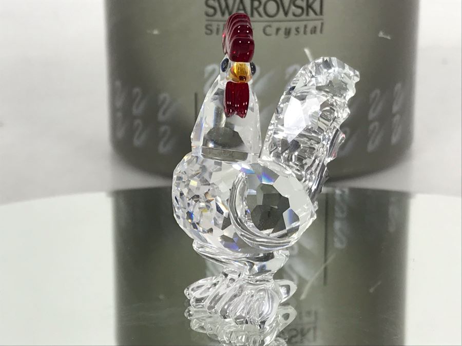 Swarovski Silver Crystal Rooster Cockerel Figurine 7674 With Original Box [Photo 4]