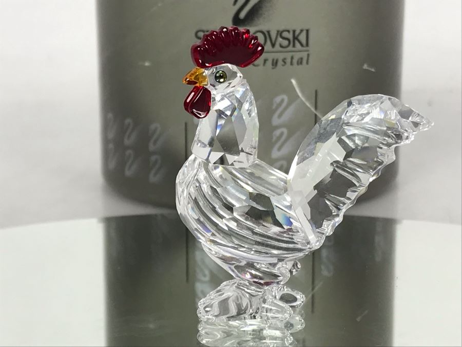 Swarovski Silver Crystal Rooster Cockerel Figurine 7674 With Original Box [Photo 3]