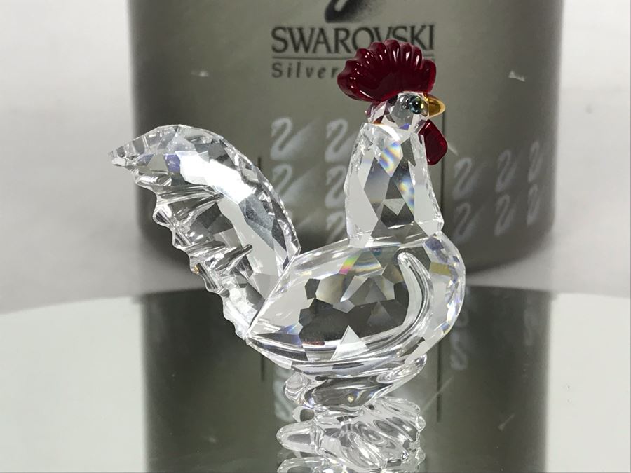 Swarovski Silver Crystal Rooster Cockerel Figurine 7674 With Original Box [Photo 5]