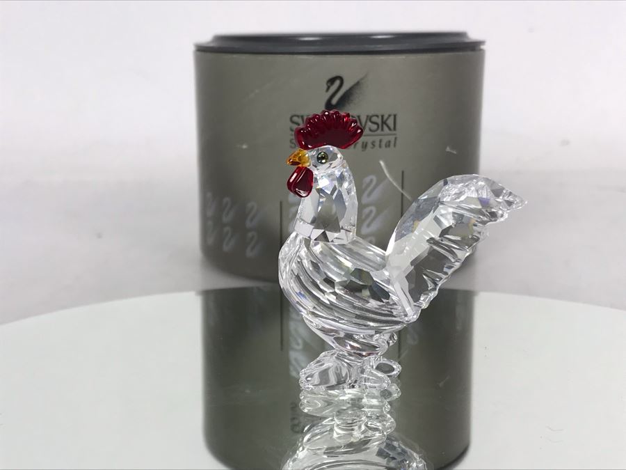 Swarovski Silver Crystal Rooster Cockerel Figurine 7674 With Original Box [Photo 2]