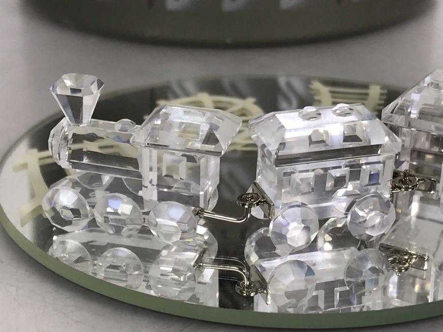 Swarovski Silver Crystal Train Set With Display Mirror And Original Box [Photo 6]