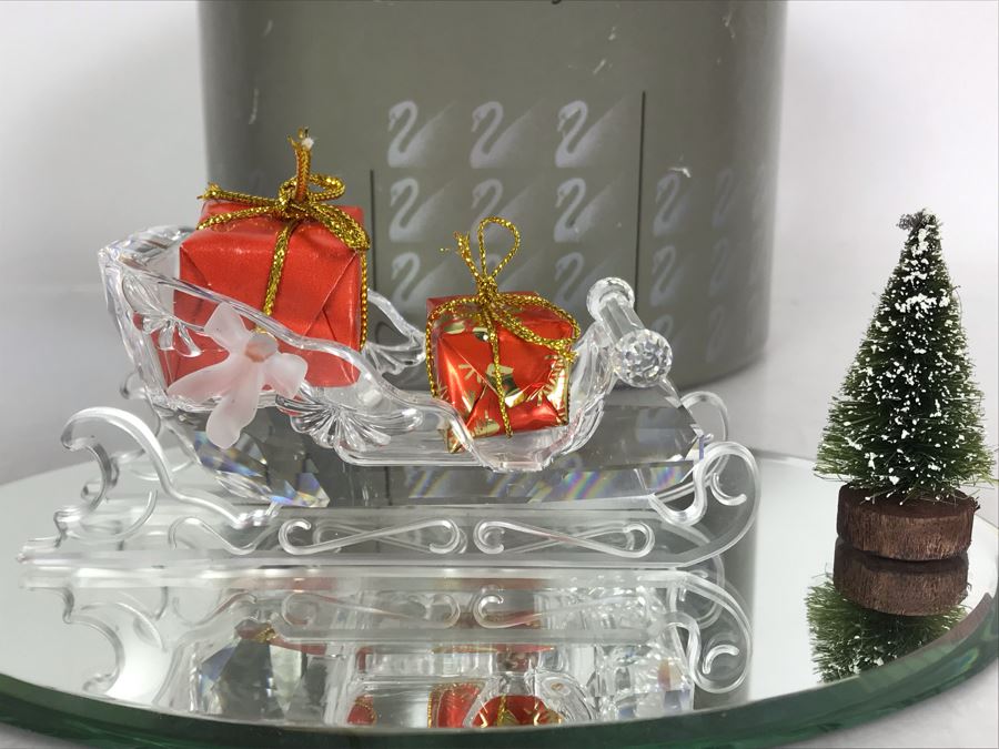 Swarovski Silver Crystal Christmas Sleigh Figurine With Box [Photo 7]