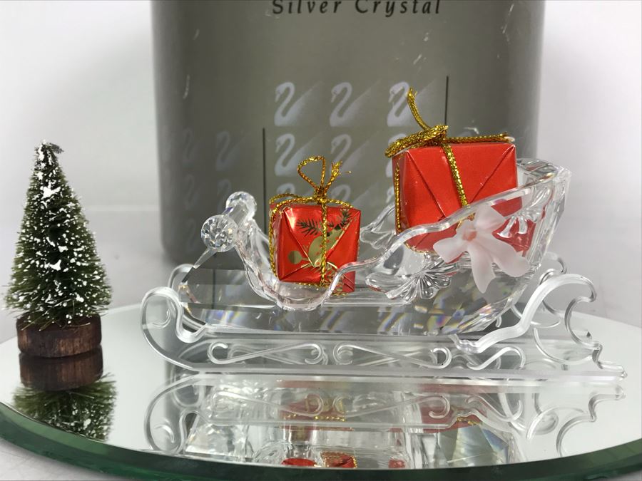 Swarovski Silver Crystal Christmas Sleigh Figurine With Box [Photo 3]