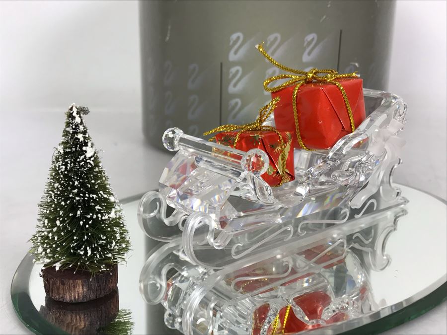 Swarovski Silver Crystal Christmas Sleigh Figurine With Box [Photo 5]