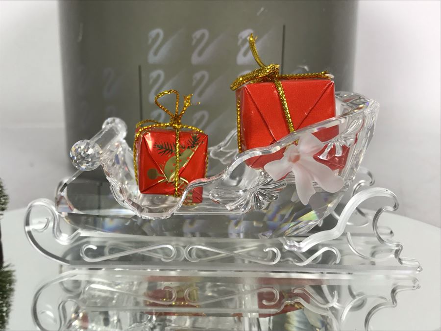 Swarovski Silver Crystal Christmas Sleigh Figurine With Box [Photo 4]