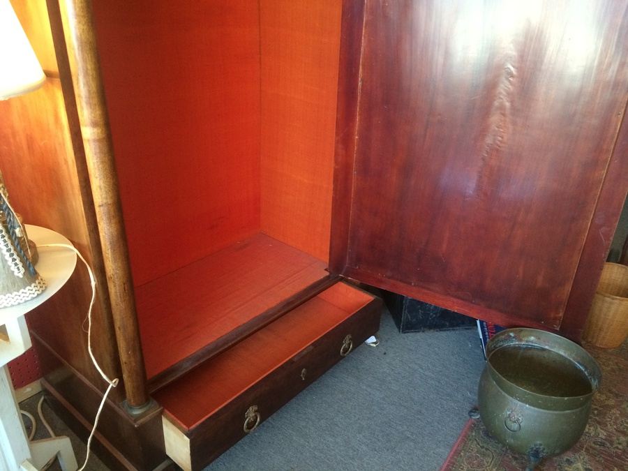 French Armoire Cabinet with Beveled Mirror and Drawer [Photo 3]