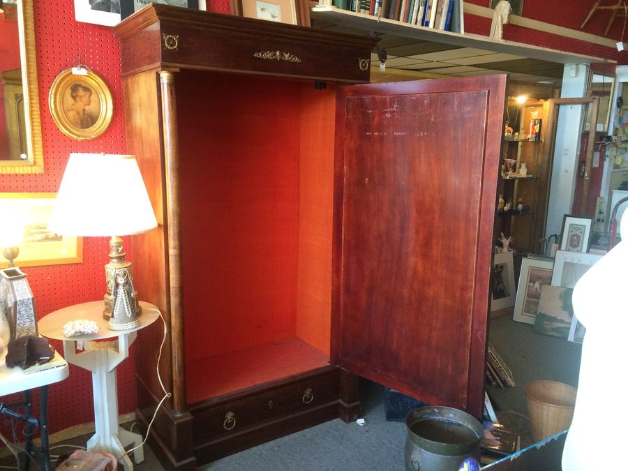 French Armoire Cabinet with Beveled Mirror and Drawer [Photo 16]