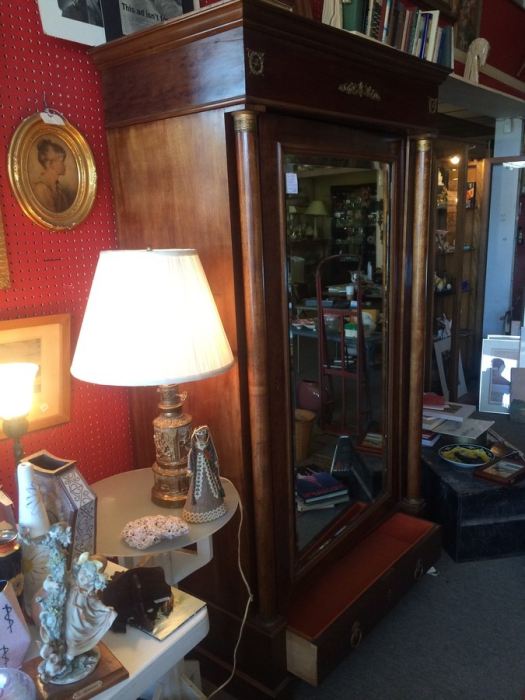 French Armoire Cabinet with Beveled Mirror and Drawer [Photo 4]