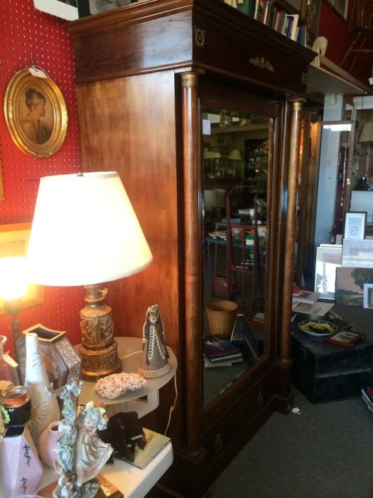 French Armoire Cabinet with Beveled Mirror and Drawer [Photo 17]