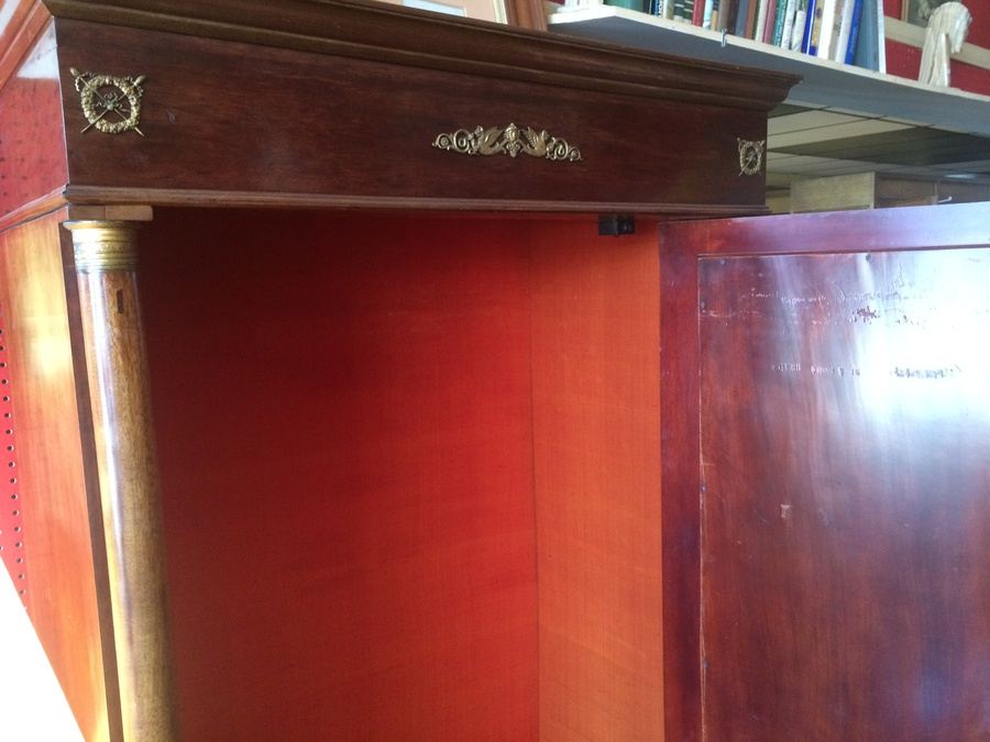 French Armoire Cabinet with Beveled Mirror and Drawer [Photo 2]